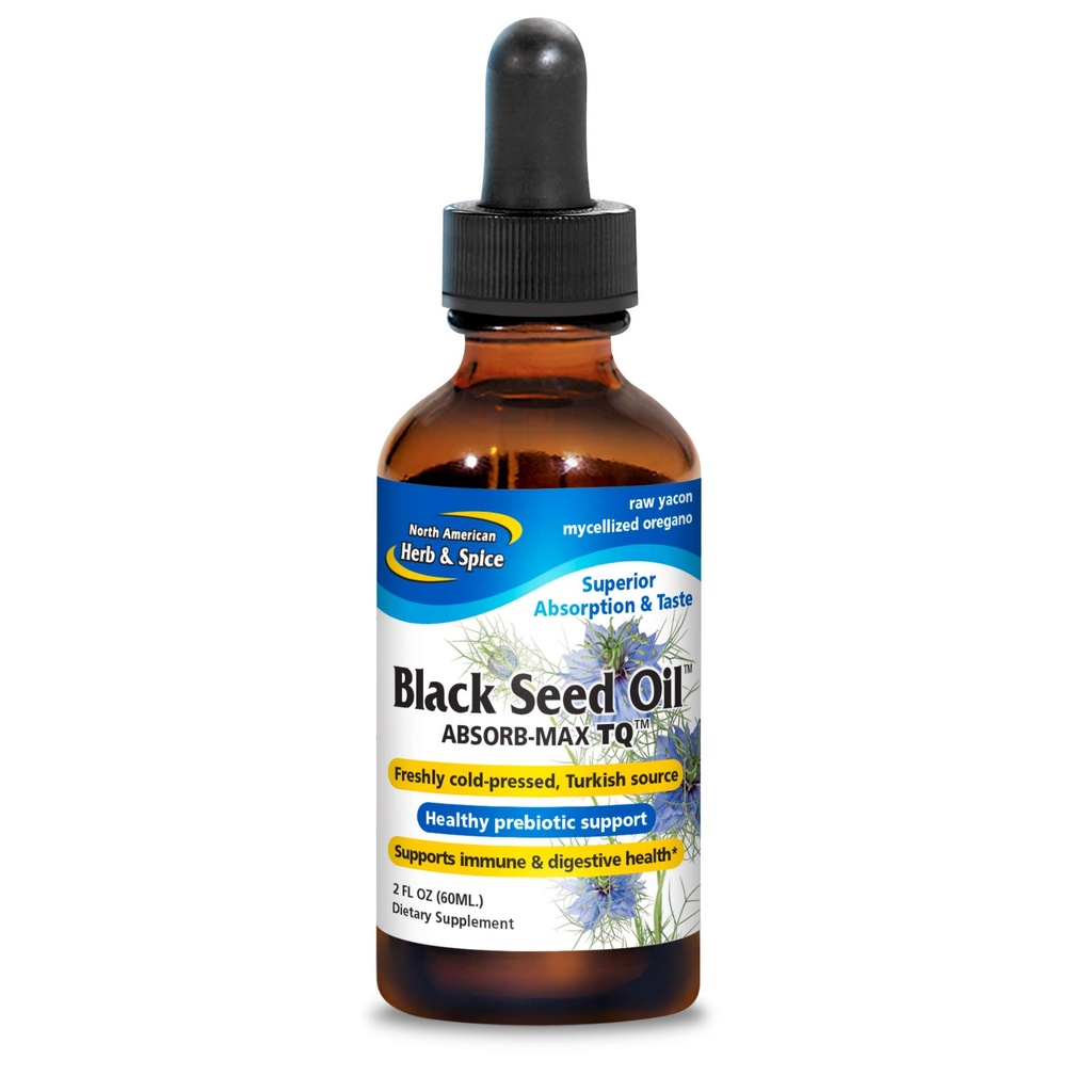 NORTH AMERICAN HERB & SPICE Black Seed Oil Absorb-Max TQ - 2 fl. oz. - Sublingual Mycellized Drops - Immune Support & Digestive Health - Oil of Oregano - Non-GMO - 52 Total Servings
