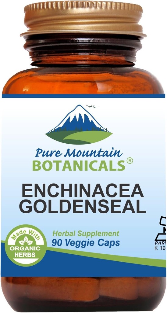 Echinacea Goldenseal Capsules - 450mg Organic Echinacea Goldenseal Kompleksi ilə Kosher Vegan Caps