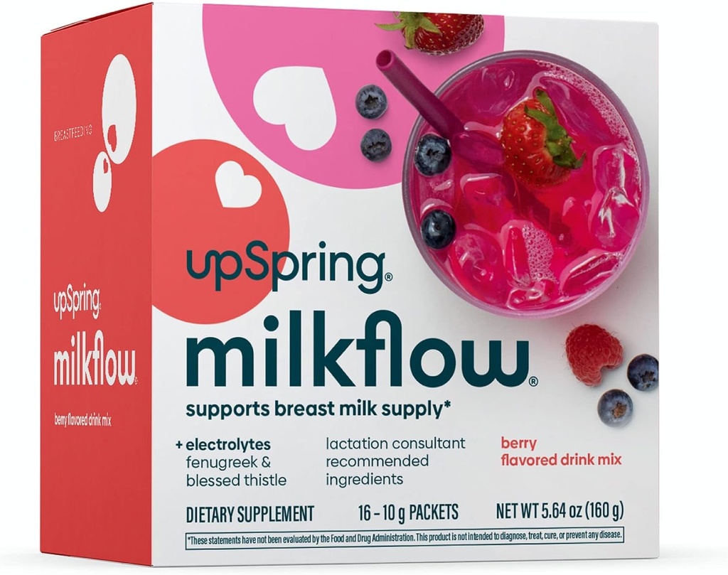 UpSpring Milkflow Electrolyte Breastfeeding Suplemento Bebida Mix con Fenugreek ← Berry Flavor tóxico Lactation Suplemento de Apoyo Breast Milk Supply &amp; Restaurar Electrolytes ← 16 Bebidas mezclas