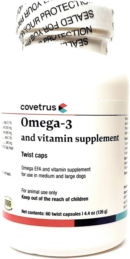 Omega-3 en vitaminesupplement Twistcaps voor middelgrote en grote honden 60ct