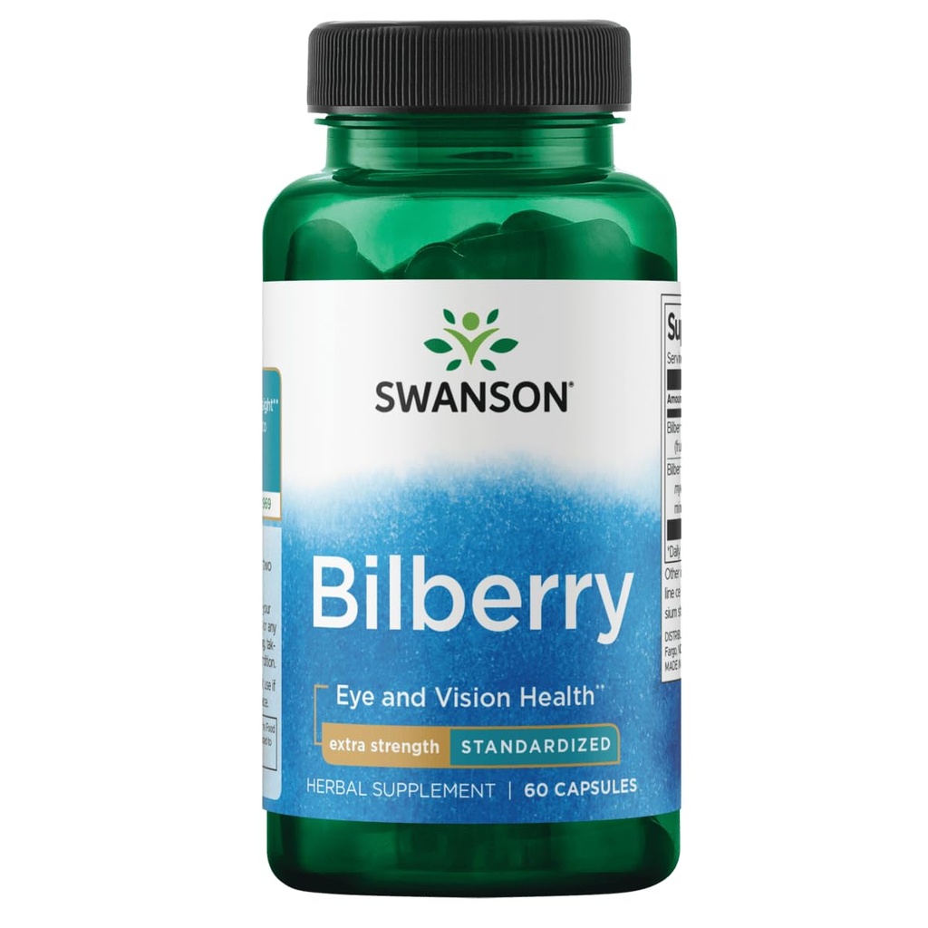 Swanson Extra-Strength Bilberry (Standardized) 100 Milligrams 60 Capsules