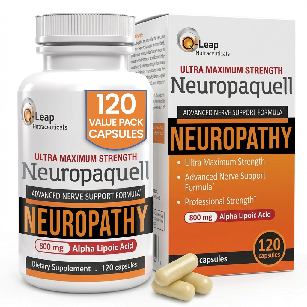 Platinum Health Alpha Lipoic Acid for Neuropathy Nerve Pain Support, Supplement, B Vitamins, L Arginine, All Natural Maximum Strength Neuropaquell for Discomfort in Feet, Hand, Toes,120 Capsules,800mg