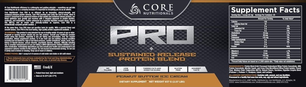 Core Nutritionals Core PRO - 29 Servierungen - Erdnussbutter Eiscreme