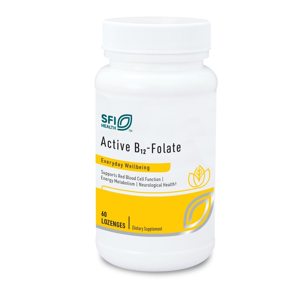 Klaire Labs SFI Health Active B12 - Folate Supplement - Dissolvable Lozenge with Methyl Folate & Vitamin B12 Methylcobalamin - Highly Absorbable - Support Healthy Mood, Energy & Cognition (60 Count)