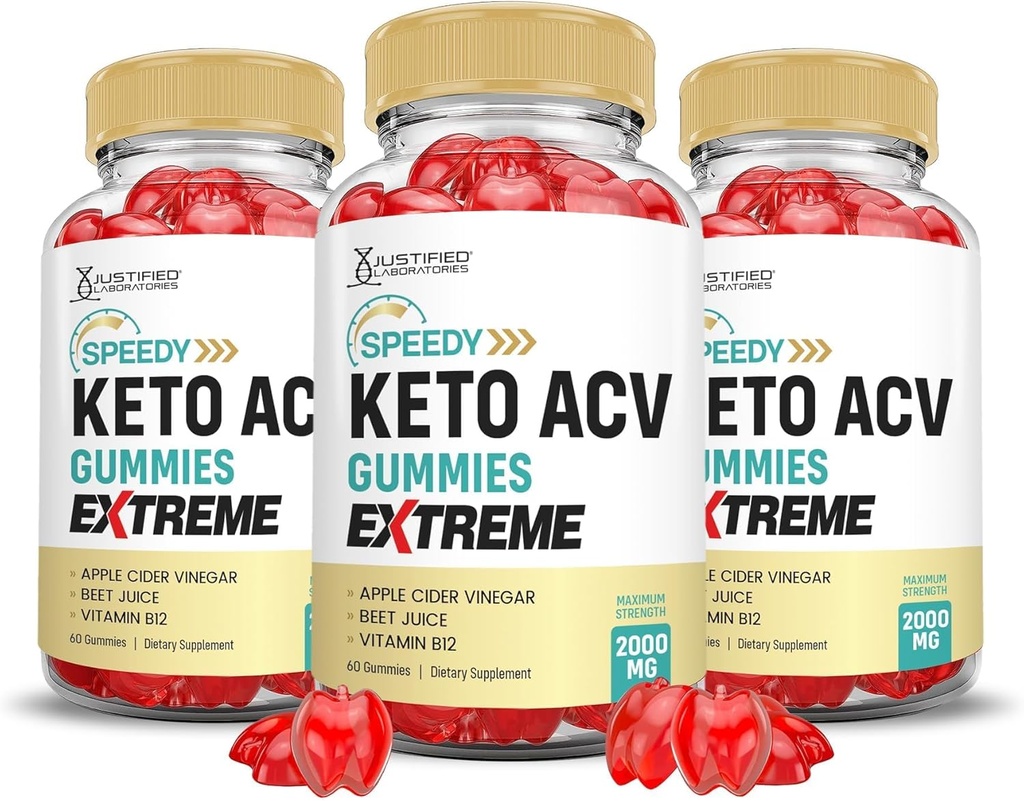 Uzasadnione laboratoria (3 Pack Speedy Keto ACCV Gummies Extreme 2000MG Speedy Keto Gummies Advanced Formula Apple Cider Ocet z Pomegranate Beet Juice Powder B12 Vegan Non GMO 180 Gummys