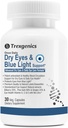 Trexgenics Dry Eyes & Blue Light Tuki kerran päivässä Kasvissyöjä Formula Lutein 10 mg, Zeaksantiini 2 mg, Mustikka, Ginkgo, Pine Bark, C-vitamiini, Sinkki & A-vitamiini (30 Veg kapselit)