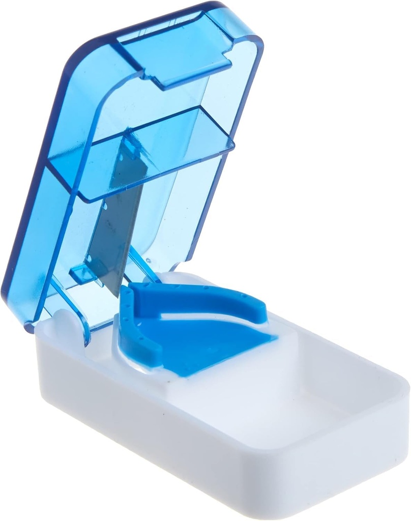 EZY DOSE Pill Cutter și Splitter, Utilizare zilnică, Pastile tăiate în condiții de siguranță, Vitamine și tablete, Tăiere exactă și ușoară, Design compact, Blade oțel inoxidabil, Travel Sized, Culoare poate varia, BPA gratuit