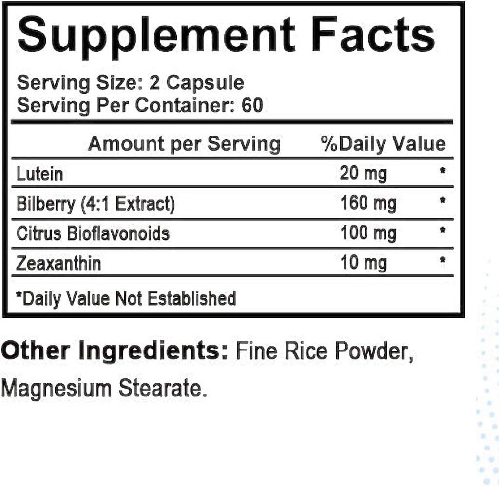 Complexo ocular total - Lutein + Bilberry + Zeaxanthin + Citrus Bioflavonoids - Complemento de soporte para ollos saudables 120 Softgels, 60 Day Supply