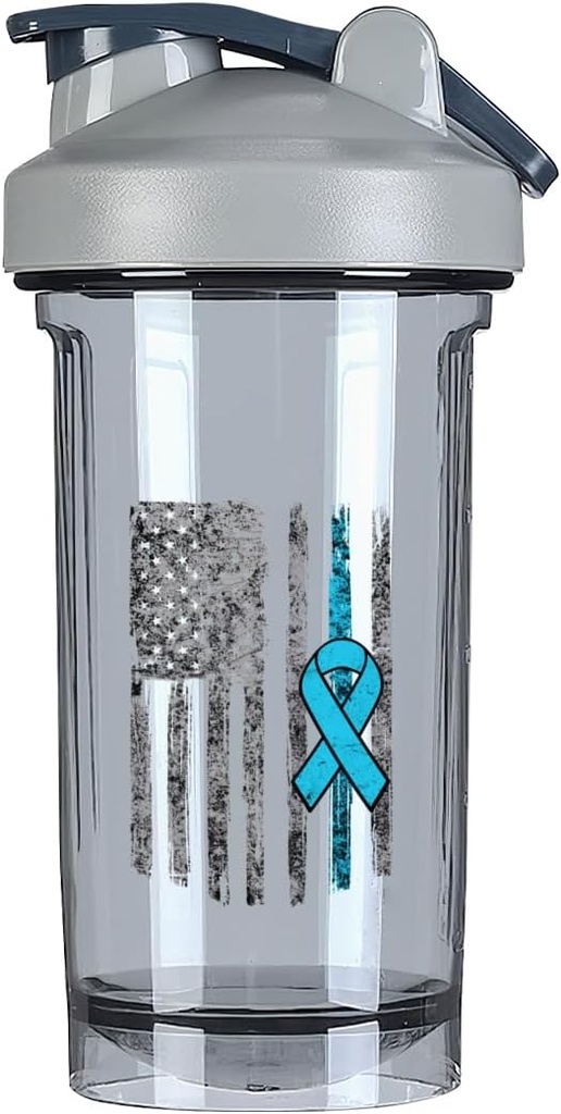 Prostate Cancer Awareness America Flag 18 Ounce Shaker Bottle Drink Mixer Leak-proof Pre Workout Protein Shakes Meal Replacement Shakes Bottles 500ML/18 Oz Gray