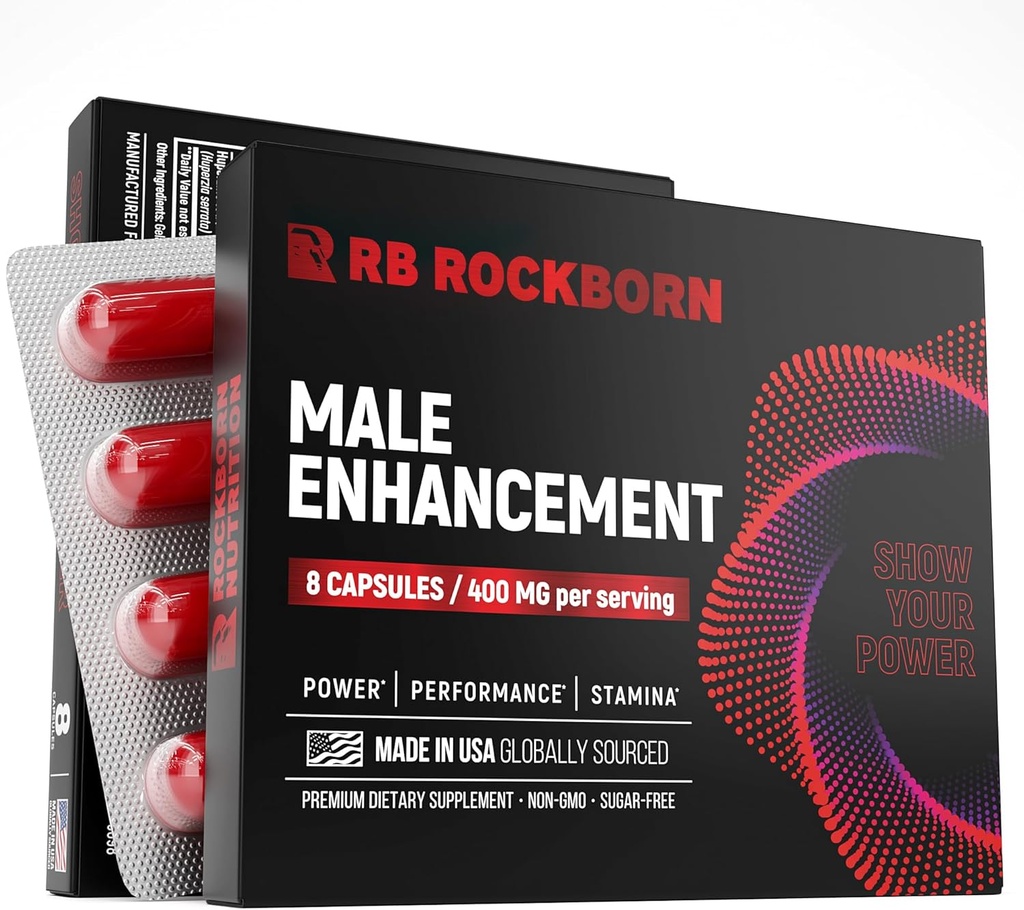 Herbal Supplement för Mäns hälsa med Horny Goat Weed och Tribulus Terrestris - Made in USA - 8 kapslar