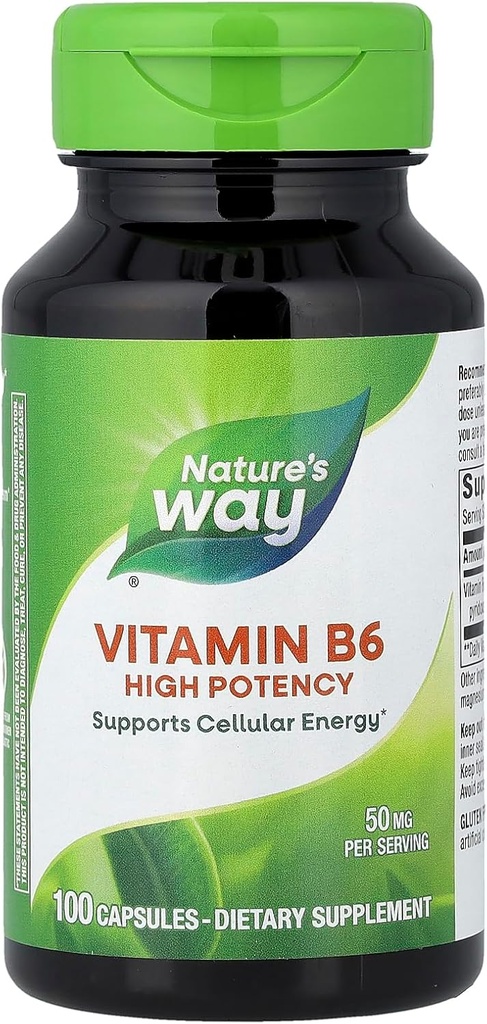 Příroda je cesta vitamín B-6 doplněk, Cellular Energy Support *, 50mg na servírování, 100 Kapsle