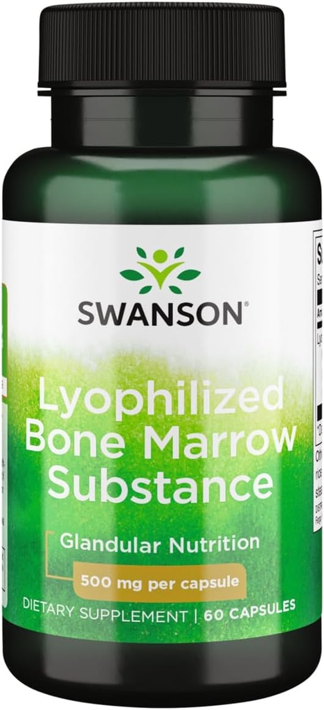 Swanson Raw Lyophilized Bone Marrow Substanţă 500 Milligrame 60 Capsule