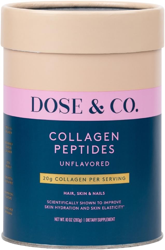 DOSE & CO. 纯Collagen Peptides 用于毛发,皮肤和钉子,不易味 - 10oz粉末补充剂