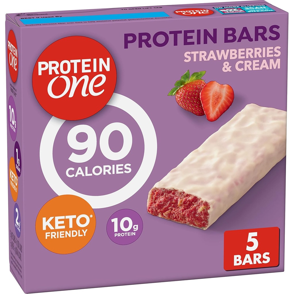 Proteine One 90 Calorie Proteine Baruri, Căpșuni și Cremă, Keto Friendly, 5 CT, 4.8 oz