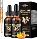 2 Pacote Creatina HCL gotas líquidas para homens e mulheres, 1500mg de cloreto de creatina líquido, alta absorção, 2 Fl Oz, sabor laranja sem açúcar