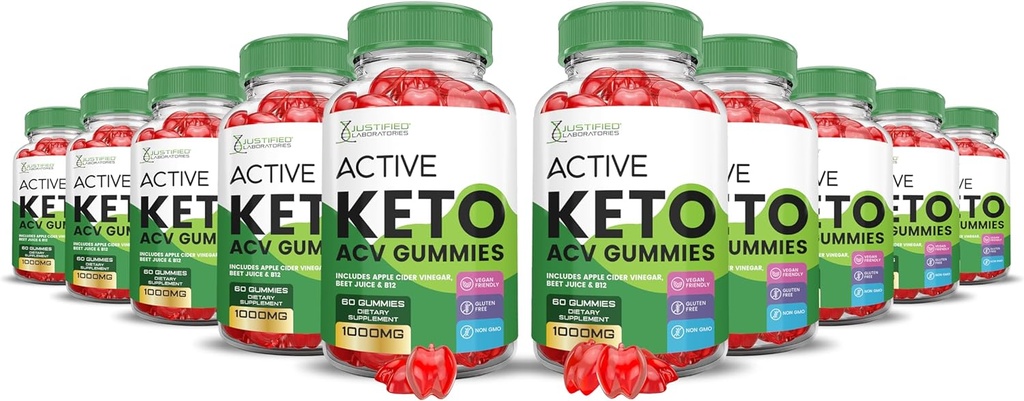 (10 Pack) Active Keto ACV Gummies Advanced Formula 1000MG ActiveKeto Keto Gummies Apple Cider Vinegar Formula B12 Vegan Non GMO 600 Gummys