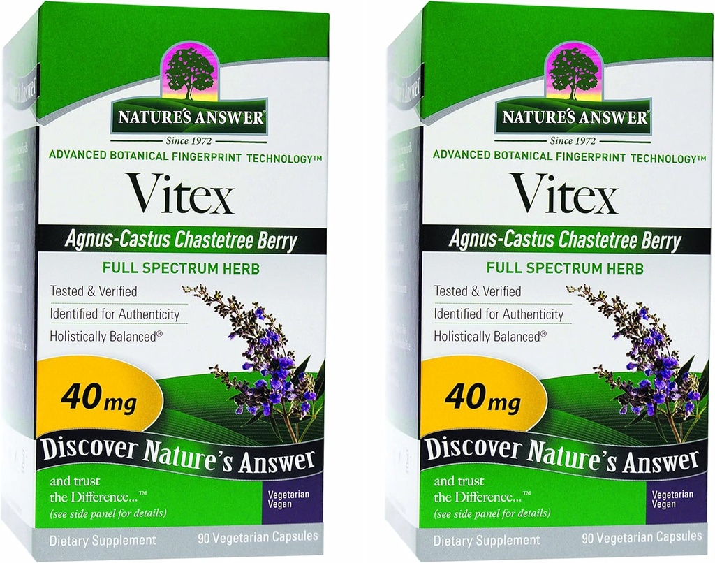 Nature's Answer Vitex Chastetree Berry Supplement, 90-Vegetarian Capsules, 2 Count | Hormonal Balance | Ovulation Support | Menopausal Support