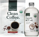 Natural Force Organic Clean Coffee + Organic MCT Oil Bundle – 100% Pure Coconut MCTs & Mold & Mycotoxin Free Coffee – Non-GMO, Keto, Paleo, and Vegan - 12 Oz Bag and 16 Oz Glass Bottle