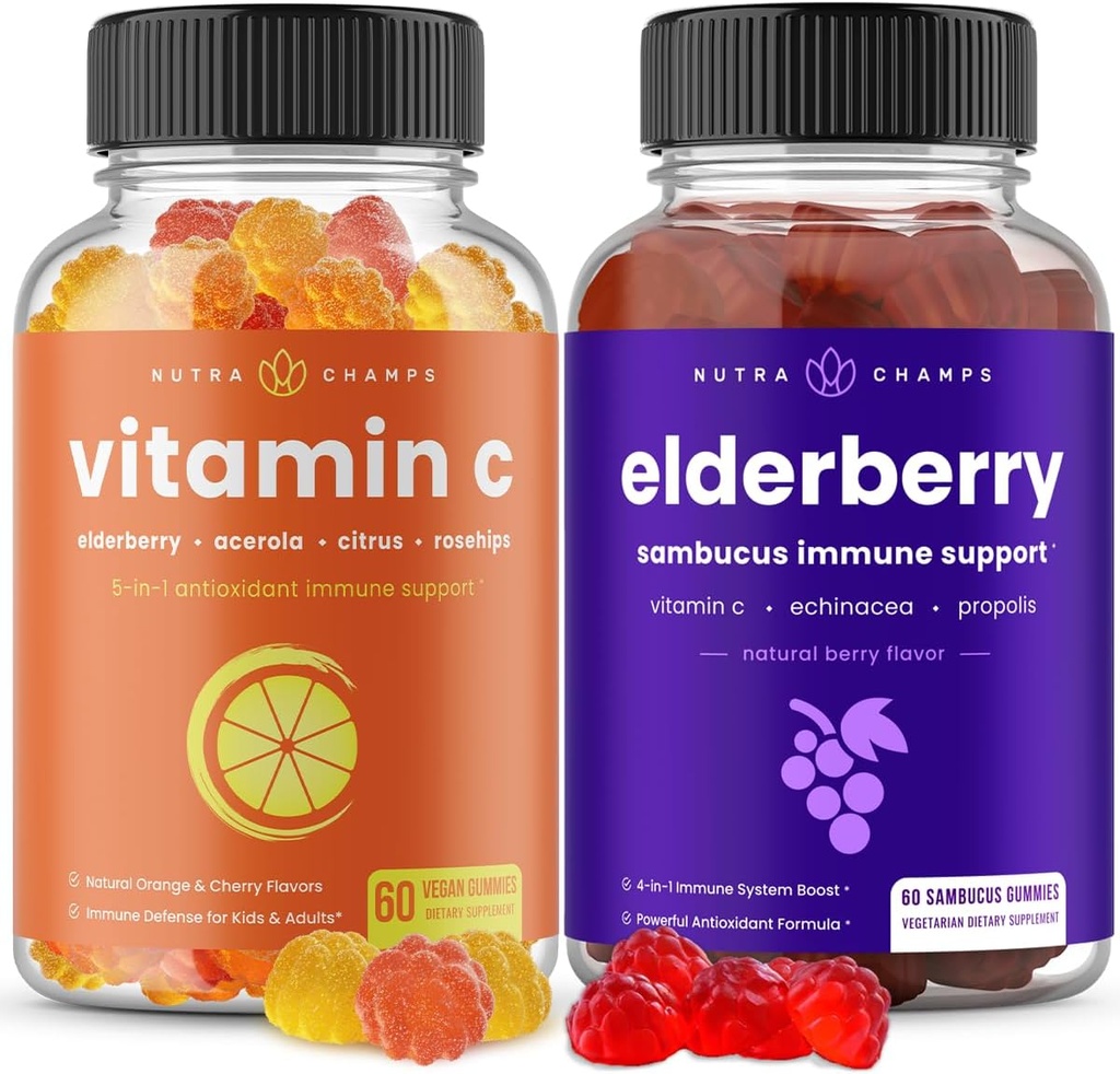 NutraChamps (2-Pack) C Gummies eta Elderberry Gummies Bundle