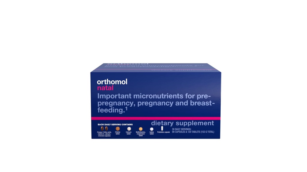 Orthomol Natal, Natal Supplement, Supports Health for Pre-Pregnancy, Pregnancy, and Breastfeeding, Tablets and Capsule Supplement, 30 Count (Pack of 1)