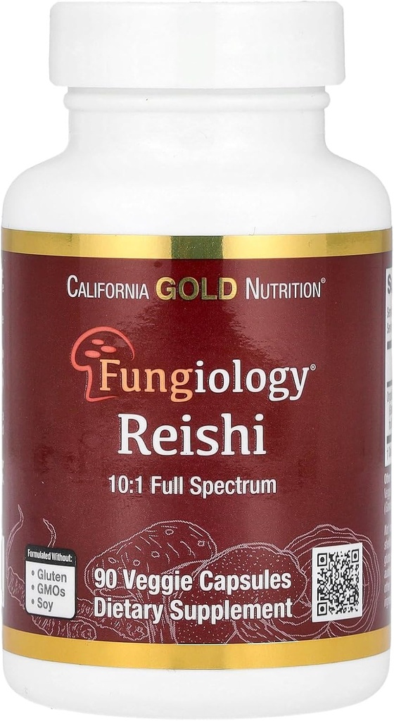 California Gold Nutrition Reishi (Ganoderma lucidum), polni spekter, certificirana organska, 90 Veggie kapsul (600 mg na Veggie kapsulo)