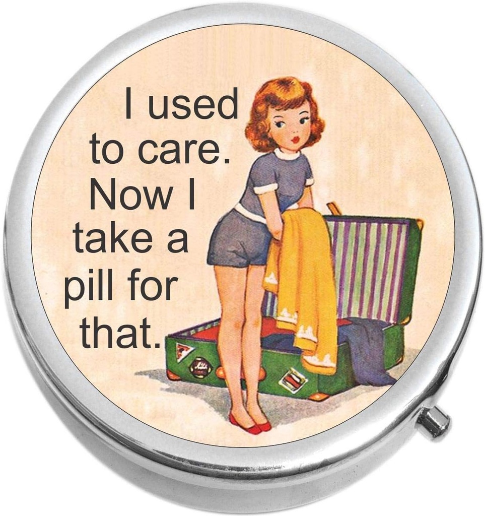 I Used to Care Medicine Vitamin Compact Pill Box