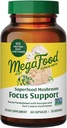 Mega Food Mushroom Focus Dukung - Doctor Formulation Lions Mane Suplemen Mane - Lions Mane Mushroom Suplemen dengan Clinically Studied Bacopa - Vegan - 60 Capsules, 30 Servis
