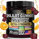 Shilajit Gummies, Shilajit Pure Himalayan Gummies with Ashwagandha, Black Seed Oil, Sugar Free Shilajit Gummies for Men & Women, 30 Count, Orange Flavor