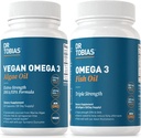 Dr. Tobias Vegan Omega 3 Algae Oil a Omega 3 Fish Oil, 2 možnosti komplexní podpory mastných kyselin, Non- GMO