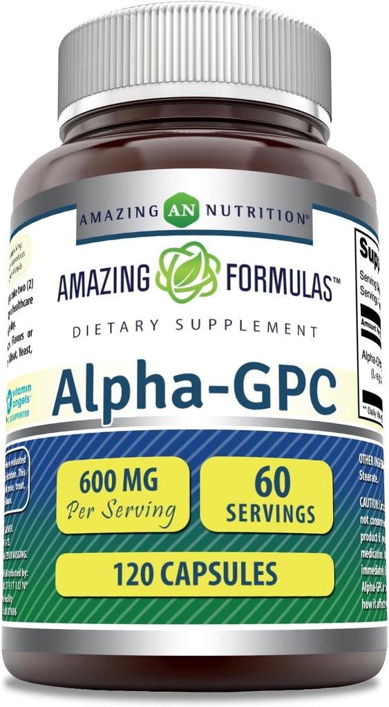 Incredibile Formulas Alpha GPC Supplemento | 600 Mg Per Serving | 120 capsule | Non-GMO | Gluten Free | Made in USA