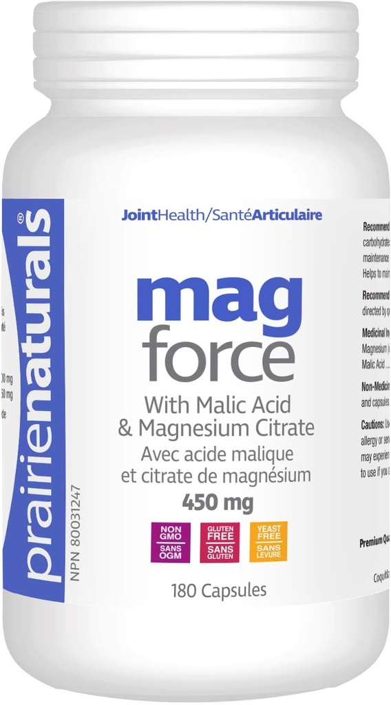 Parriary ธรรมชาติ Mags Magnesium & Malic Acident Ccapsults 180 เคานต์