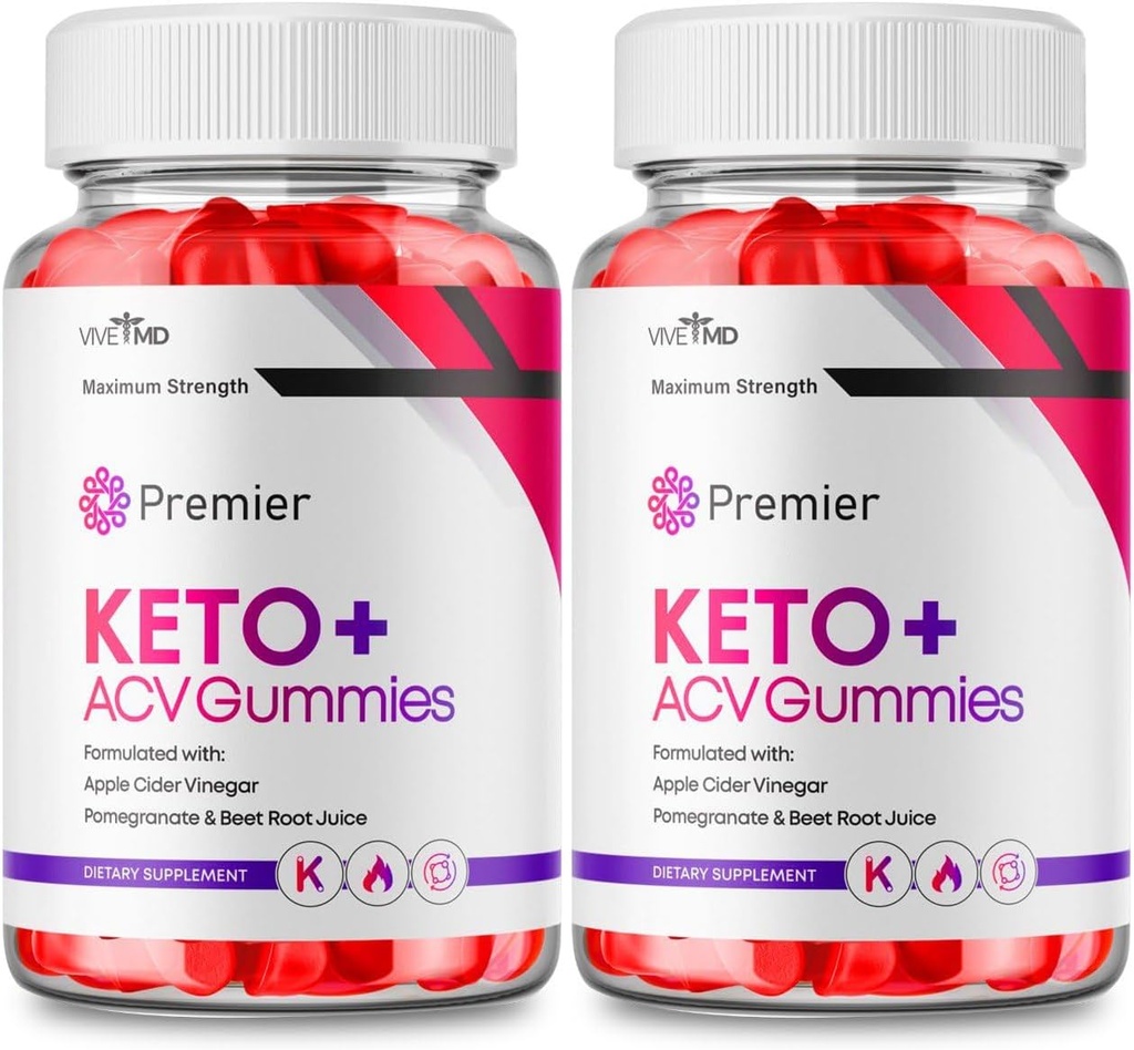 Premier Keto ACV Gummies - Offizielle Formel, Premier Keto Gummies Blast Plus für maximale Stärke mit Apple Cider Vinegar 1000MG, Premier ACV Keto Supplement Vitamin B12 Folate Beet Root (2 Pack)