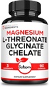 Satoomi 3in1 1200mg Magnesio L-Threonate Supplemento con Magnesio Glycinate & Magnesio Chelato - 90 capsule