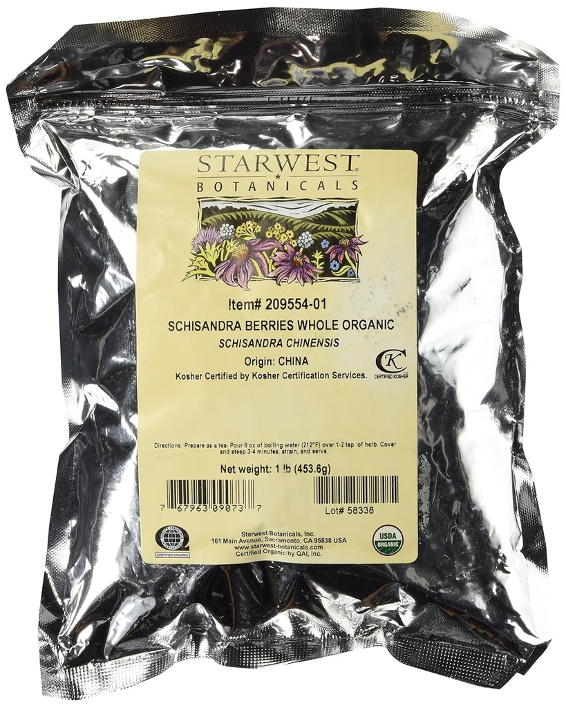 Starwest Botanicals Organic Schisandra Berry Whole, 1 Livre