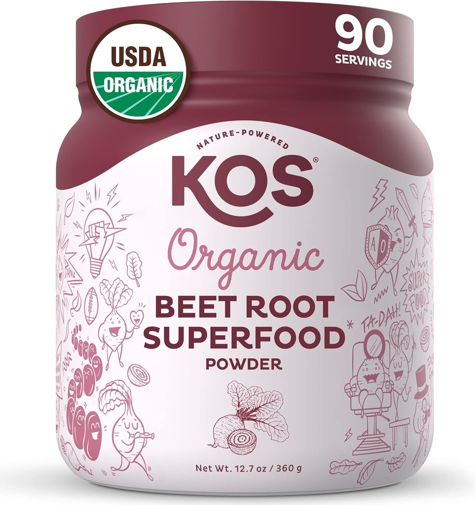 KOS Organic Beet Root Powder - 90 Сервис (2pk Bundle)