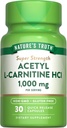 La verdad de la naturaleza Acetyl L-Carnitine 1000mg  30 Capsules ← Super Strength ← Gluten Free ALCAR Suplemento