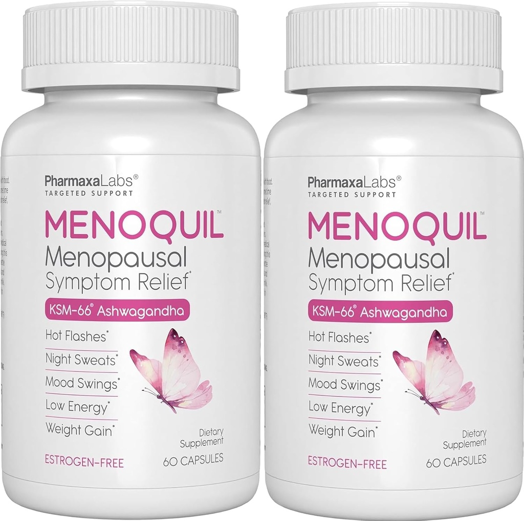 Menopausal Strength Symptom Relief Helps to Combats Menopause, Hot Flashes, Night Sweats and Mood Swings to Promote Restful Sleep and Energy Boost - 60 Capsules (Pack of 2)