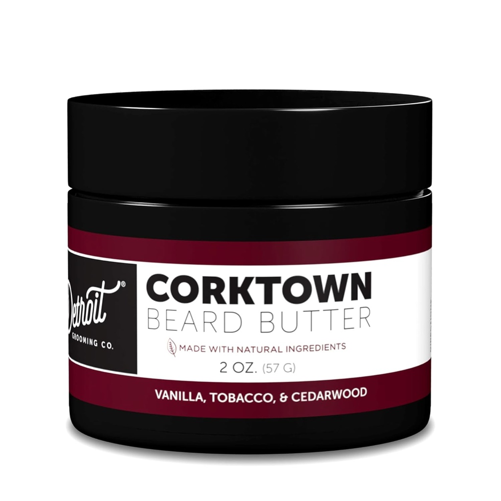 Detroit Grooming Co Beard Butter for Men 124; Softens, Thickens & Hydrates with Safflower Oil & Shea Butter 124; Corktown Scent, 2oz