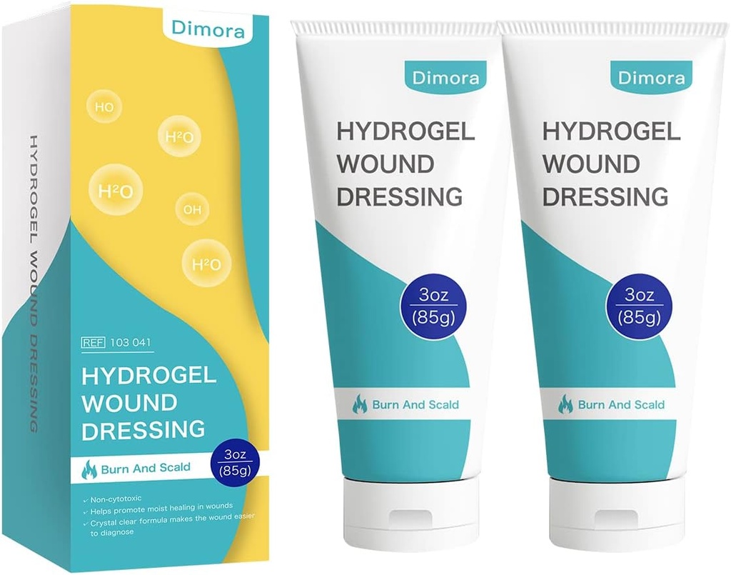 Dimora 2 Packs 6oz Hidrogel Primeros Aument, Burn Injory Soothing Gel, Skin Repair Cream for Emergency Burn, Postoperative Incisions, Bruises, Debridement Wound Care