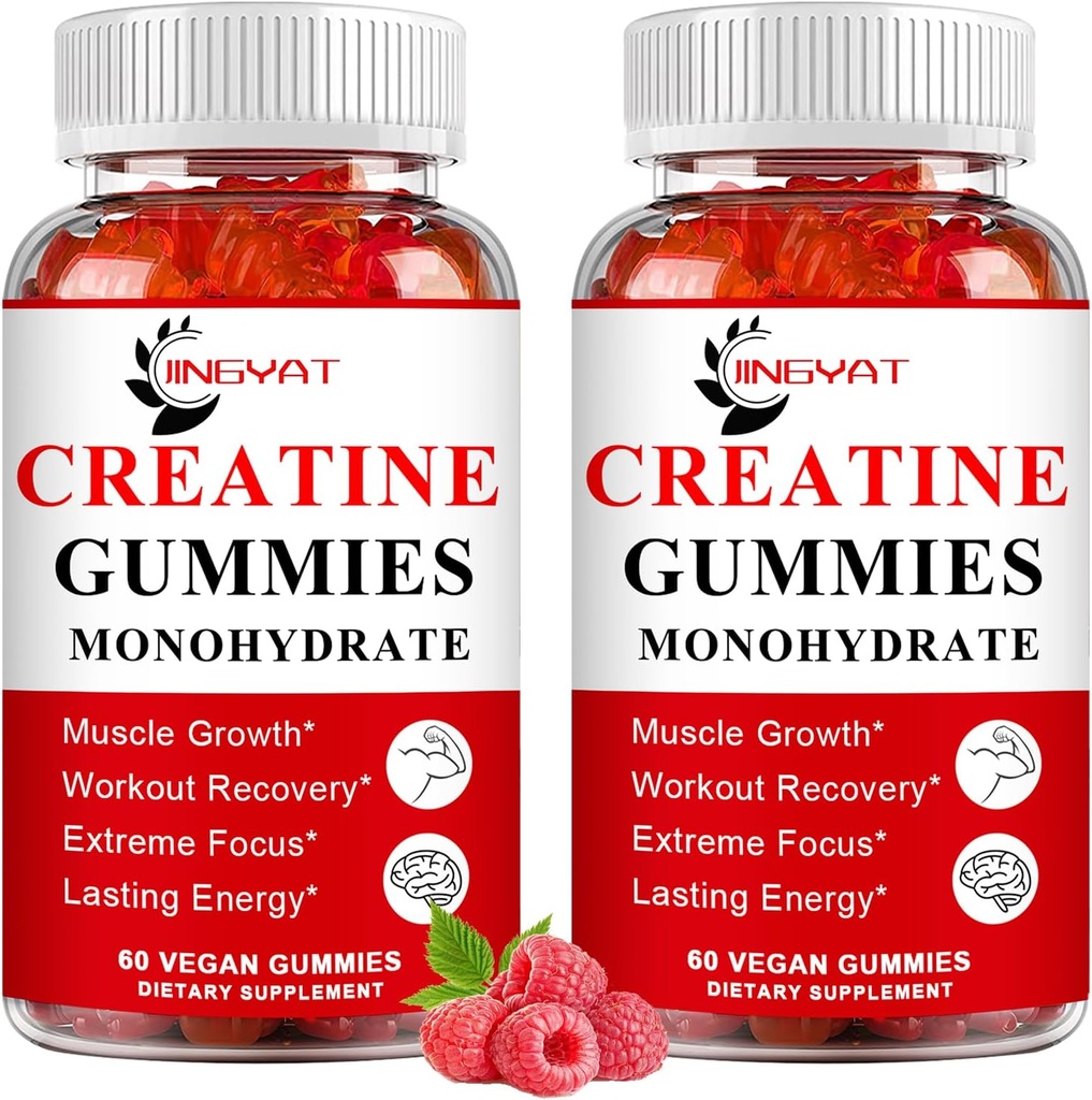 (2 Pack) Creatine Monohydrate Sugar Chewable Creatine for Building Muscle, Boost Focus, Power, Endurance, 5g Creatine Monohydrate Gummy for Men & Women & Women, 4X Stronger Than Powsules