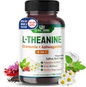 L-Theanine Supplement - 6 IN 1 Kompleks Beriket med magnesium, Ashwagandha, Saffron, Kamille - Støtte Avslapning, Rolighet og søvnkvalitet ® 150 Kapsler