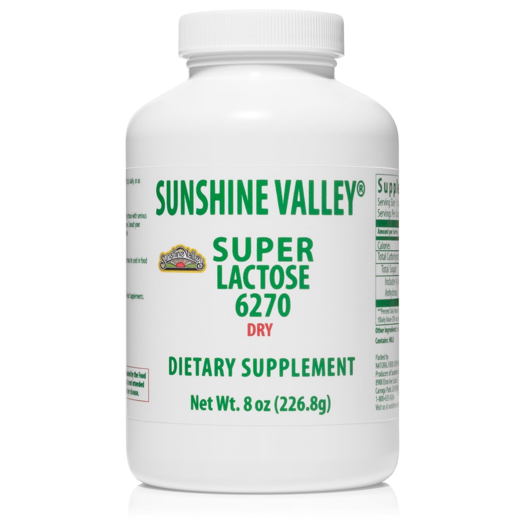 Sunshine Valley® Super Lactose Dry Powder (Free Flow Pour) – Anhydrous, Natural Milk Sugar Sweetener for Baking, Cooking & Food Mixtures, Fine Powder Food Ingredient – 8 oz