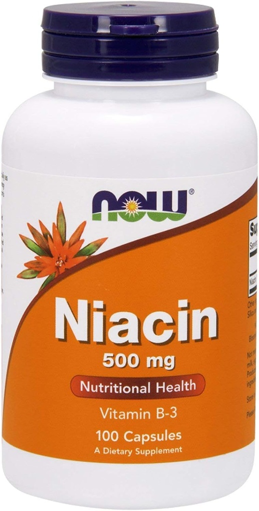 지금 음식 - Niacin 비타민 B-3 500 mg. - 100 캡슐 (다 팩)