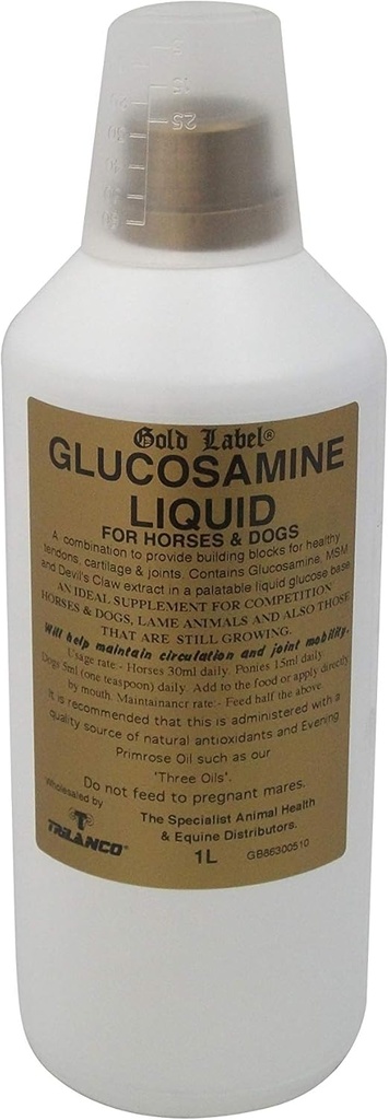Gold Label Glucosamine Liquid, Pferdeergänzung, Gesunde Gelenke und Mobilität, 1 Liter