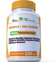 Hoge dosis Extra sterkte 1200 mg Vitamine C + Zink Complex voor Immune Support Health 120 Capsule 2 maanden Levering Veggie Capsule Non-GMO Glutenvrij Veganistisch