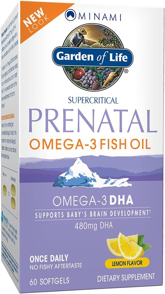 生命花园 产前 DHA Omega 3 鱼油补充剂-Minami自然产前,柠檬,60软胶