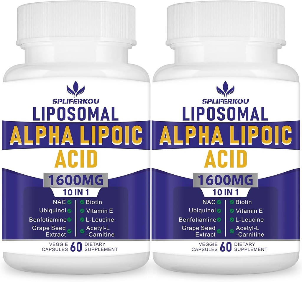 서빙 당 Liposomal 알파 Lipoic 산 1600mg, 산화 방지제 건강을 위한 알파 lipoic 산성 영양 보충교재, 에너지 및 대사 글루텐 Free&Non GMO 120 캡슐