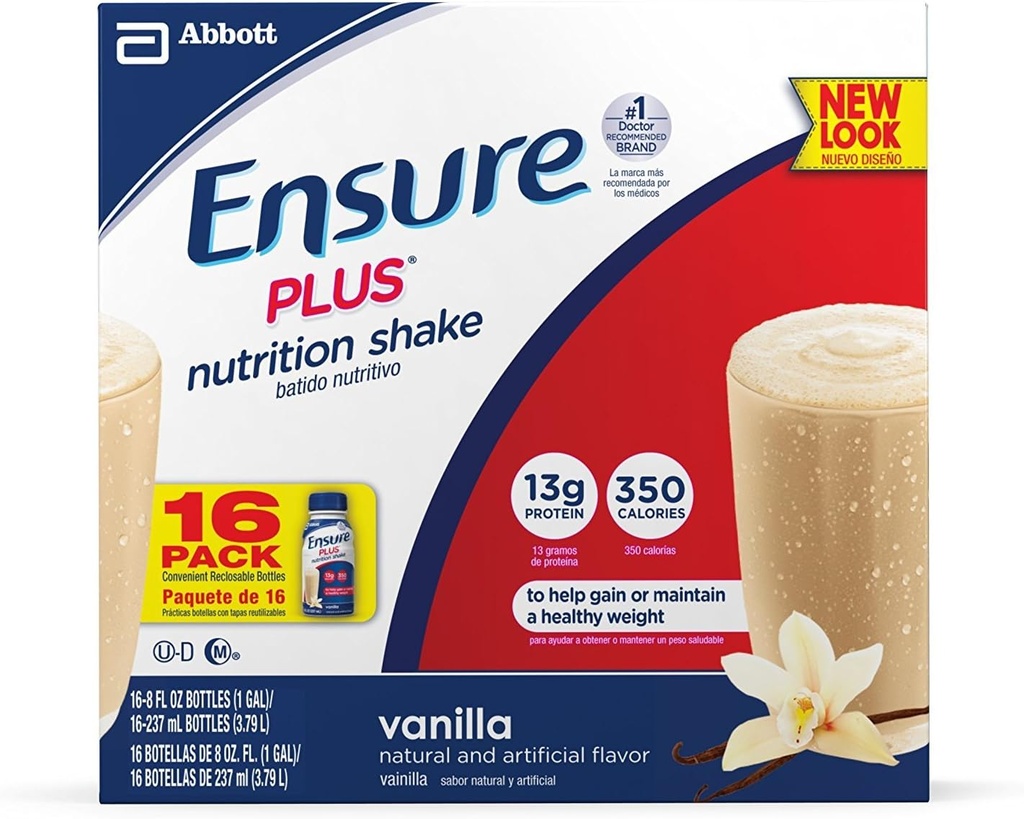 Nodrošināt Plus Nutrition Shake, Vanilla, 8 unces, 16 skaits