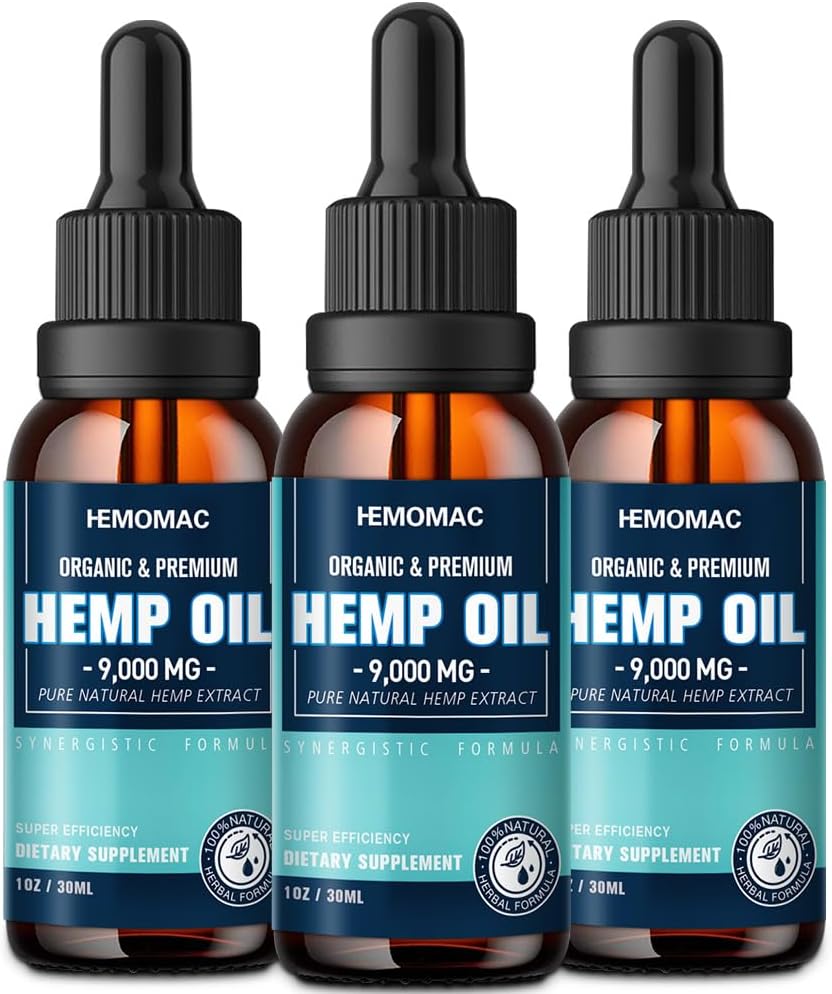 Hemp Oil(3-Pack) 高概率-最大强度天然Hemp Drops 有机丁香与Vegan, Non-GMO 0701
