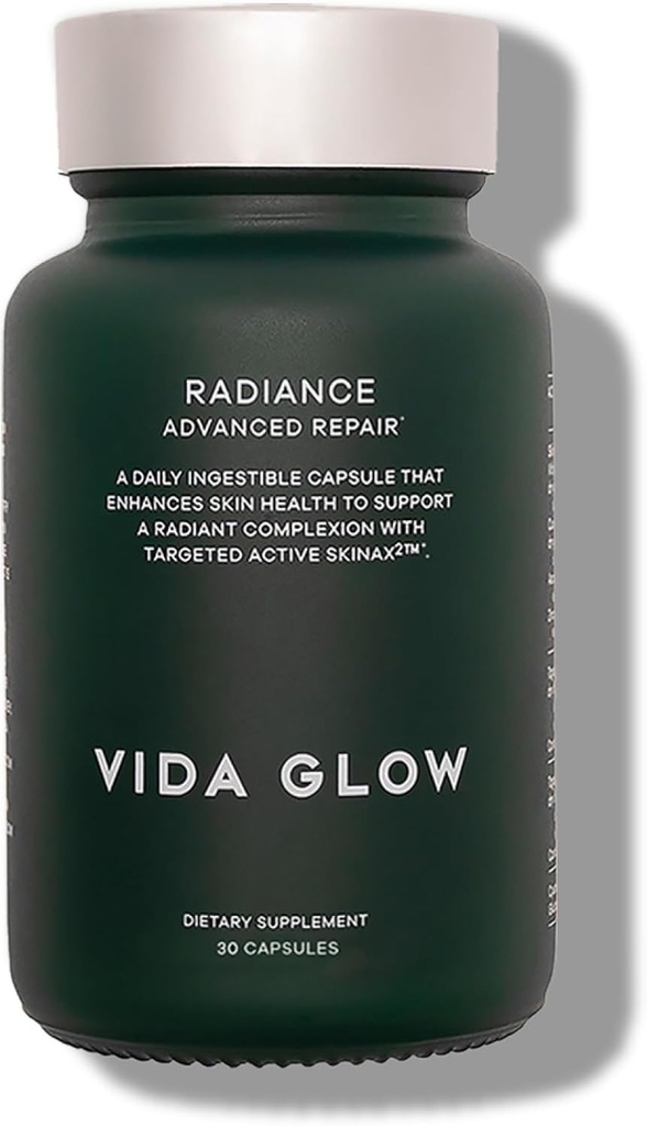 Vida Glow Radiance Suplemento cápsulas - Anti Aging Supplement - Targeting Dark Spots, Uneven Skin Tone, Redness Relief - promove a pel brillante | 30 servizos
